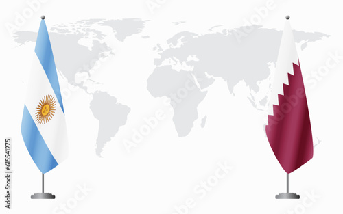 Argentina and Qatar flags for official meeting