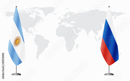 Argentina and Russia flags for official meeting