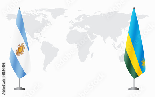 Argentina and Rwanda flags for official meeting