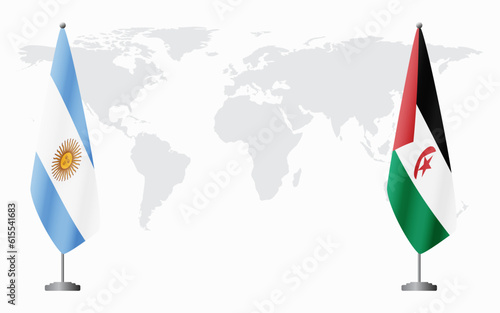Argentina and Western Sahara flags for official meeting