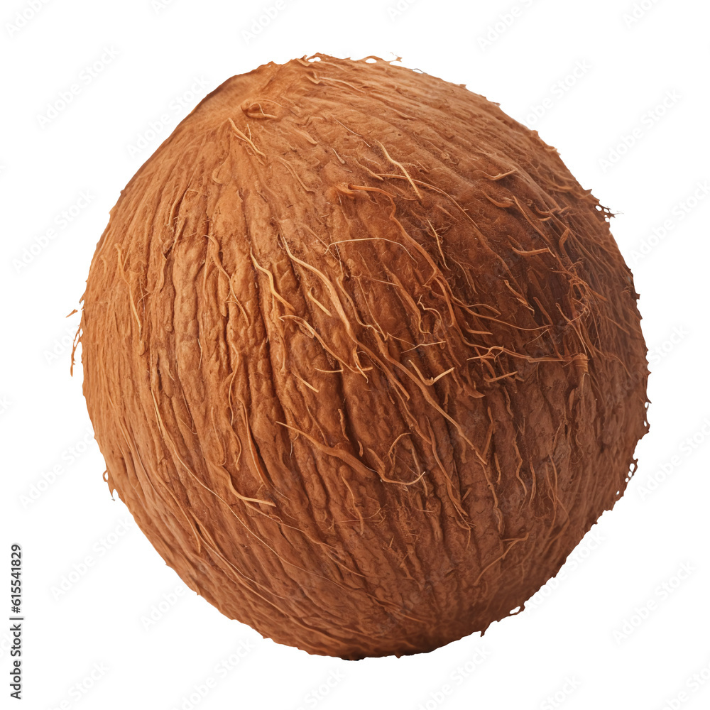 Fototapeta premium Whole coconut isolated on transparent or white background, png