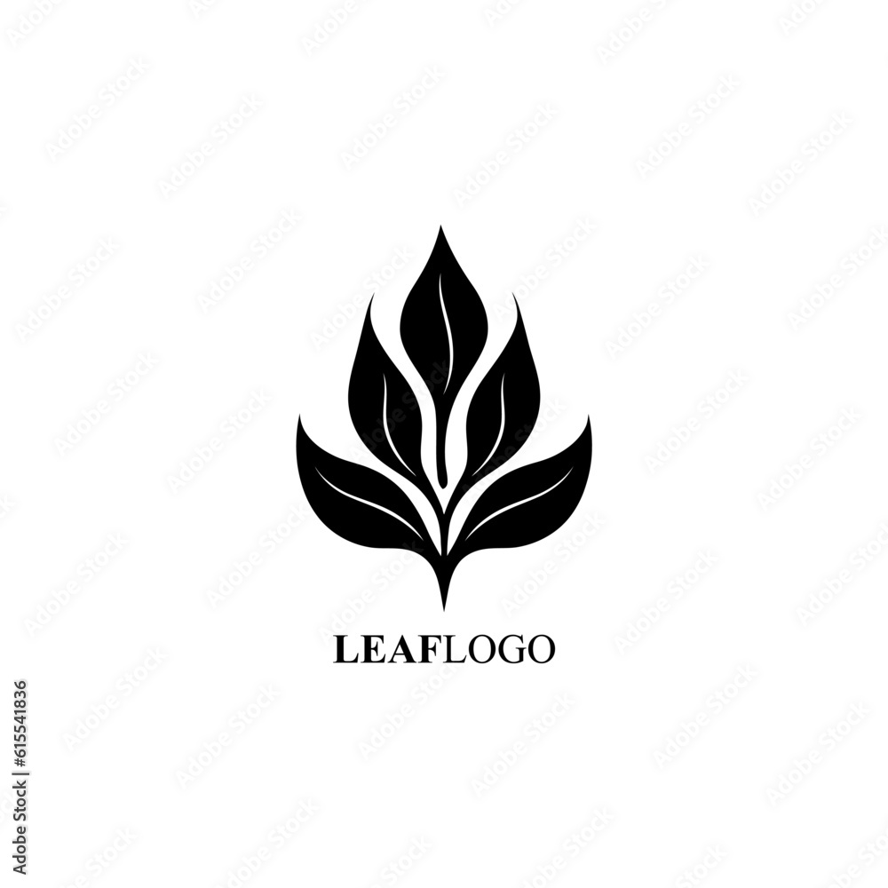 Vector Line art logo of a leaf Vector Line art logo of a leaf