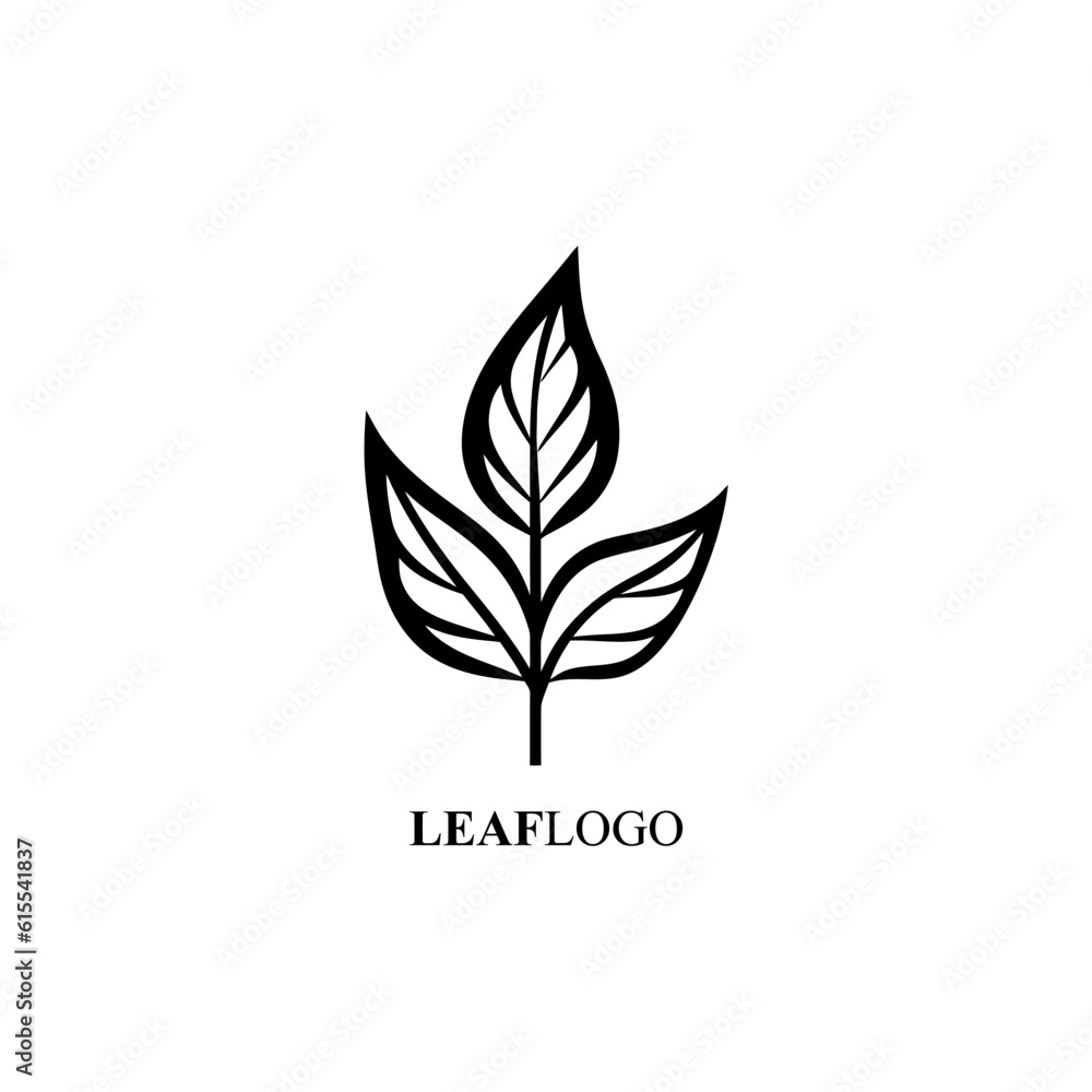 Vector Line art logo of a leaf Vector Line art logo of a leaf
