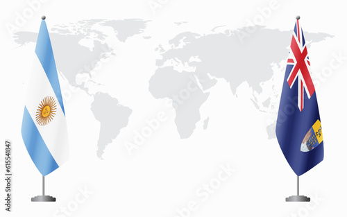 Argentina and Saint Helena flags for official meeting