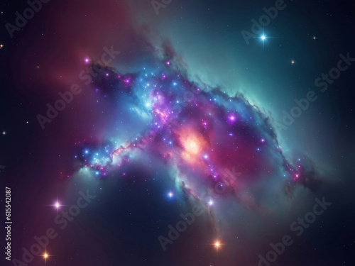 Fantasy nebula in galaxy, Generative AI Illustration.