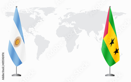 Argentina and Sao Tome and Principe flags for official meeti