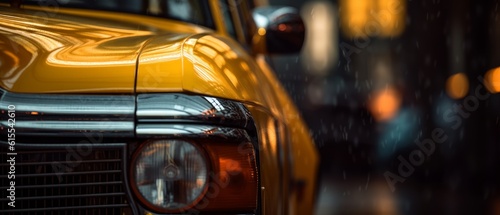 Yellow taxi close-up. Generative AI