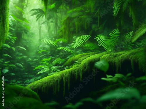 Green plants in forest, Generative AI Illustration.