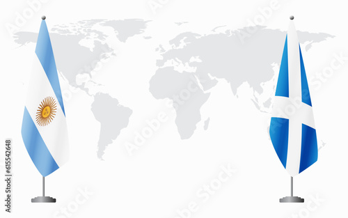 Argentina and Scotland flags for official meeting