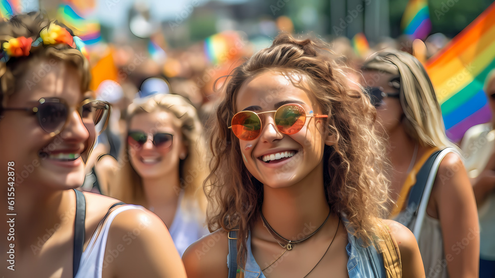 Women at gay pride parade-Generative AI Women at gay pride parade-Generative AI