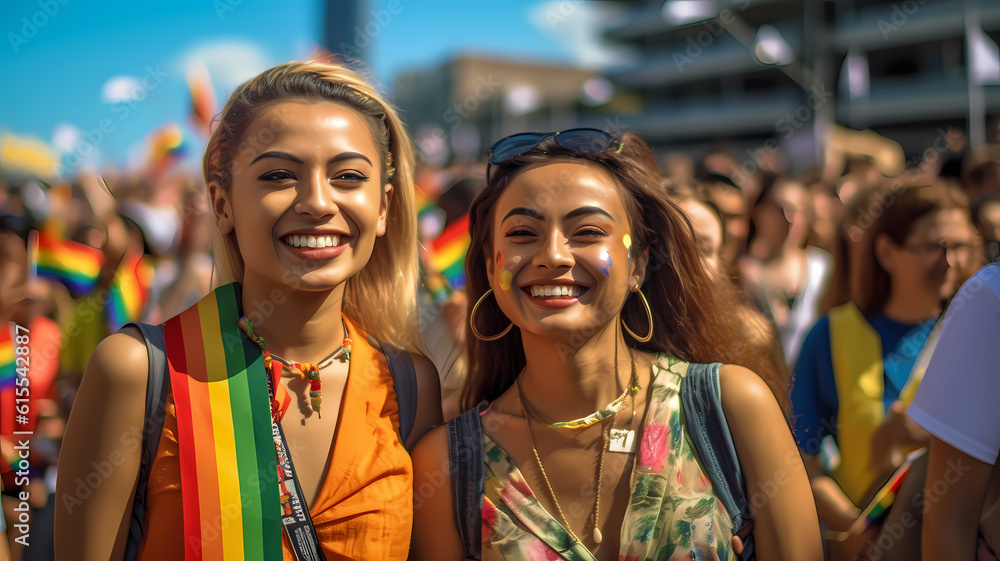 Women at gay pride parade-Generative AI