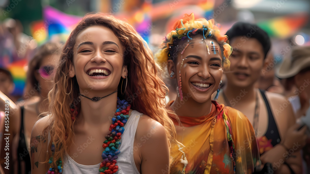 Women at gay pride parade-Generative AI Women at gay pride parade-Generative AI
