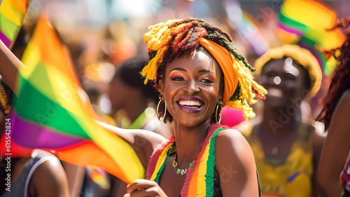 African american women at gay pride parade-Generative AI
