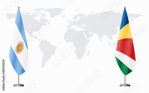 Argentina and Seychelles flags for official meeting