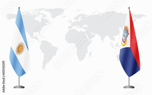Argentina and Sint Maarten flags for official meeting