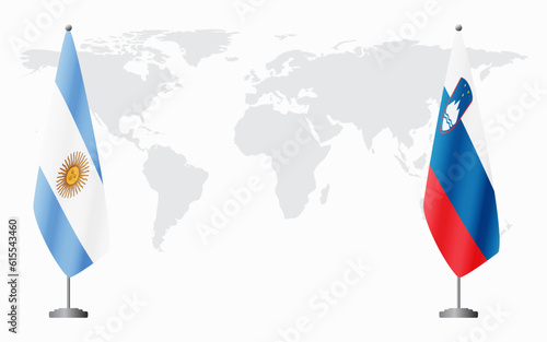 Argentina and Slovenia flags for official meeting