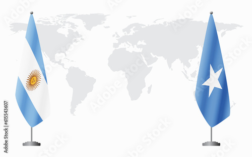 Argentina and Somalia flags for official meeting