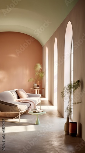 Modern interior of the house. Clean minimalistic design. Generative AI © David