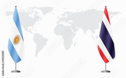Argentina and Thailand flags for official meeting