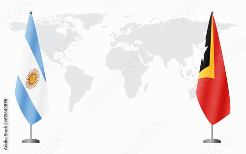 Argentina and East Timor flags for official meeting