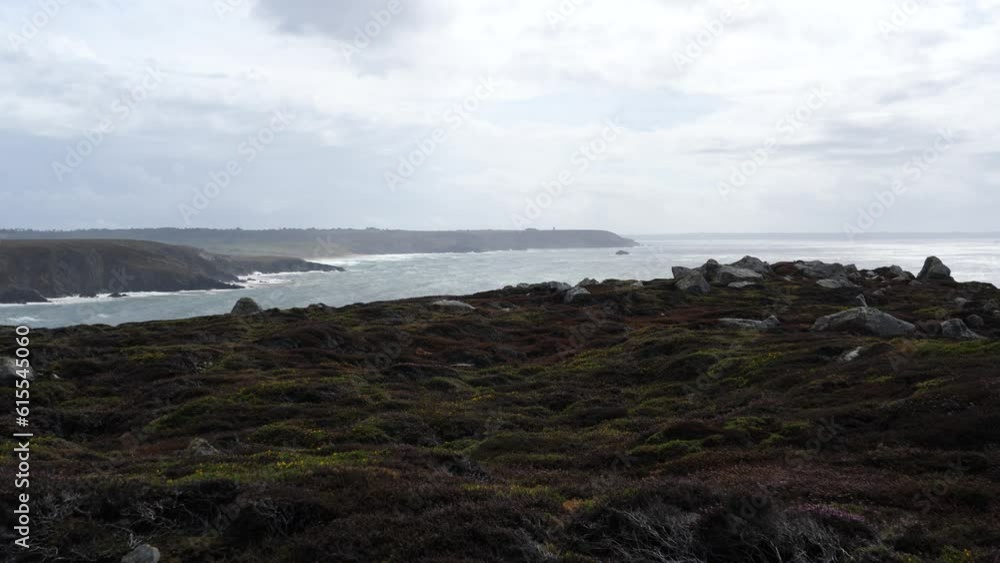 A general view of the coastline, the cliffs and the Atlantic Ocean from the A general view of the coastline, the cliffs and the Atlantic Ocean from the