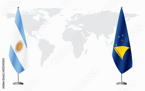 Argentina and Tokelau flags for official meeting