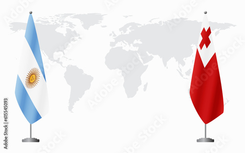 Argentina and Tonga flags for official meeting