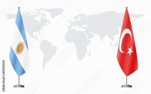Argentina and Turkey flags for official meeting