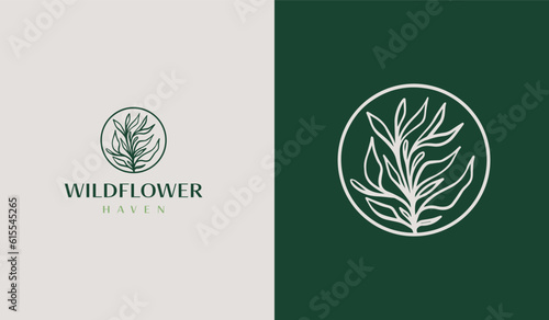 Leaf Flower Plant Handdrawn Logo Icon. Universal creative premium symbol. Vector sign icon logo template. Vector illustration