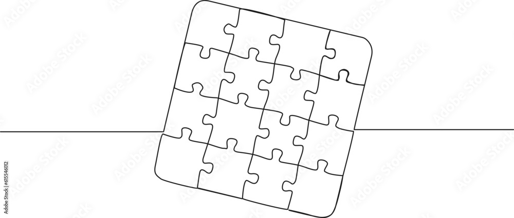 continuous single line drawing of jigsaw puzzle, line art vector illustration continuous single line drawing of jigsaw puzzle, line art vector illustration
