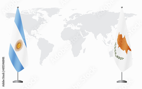 Argentina and Republic of Cyprus flags for official meeting