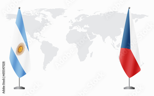 Argentina and Czech Republic flags for official meeting