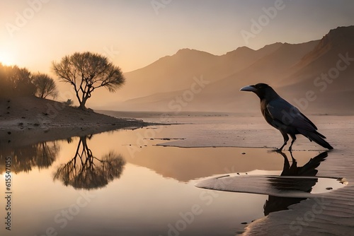Crow on the bank of the river for drinking water © Fahad