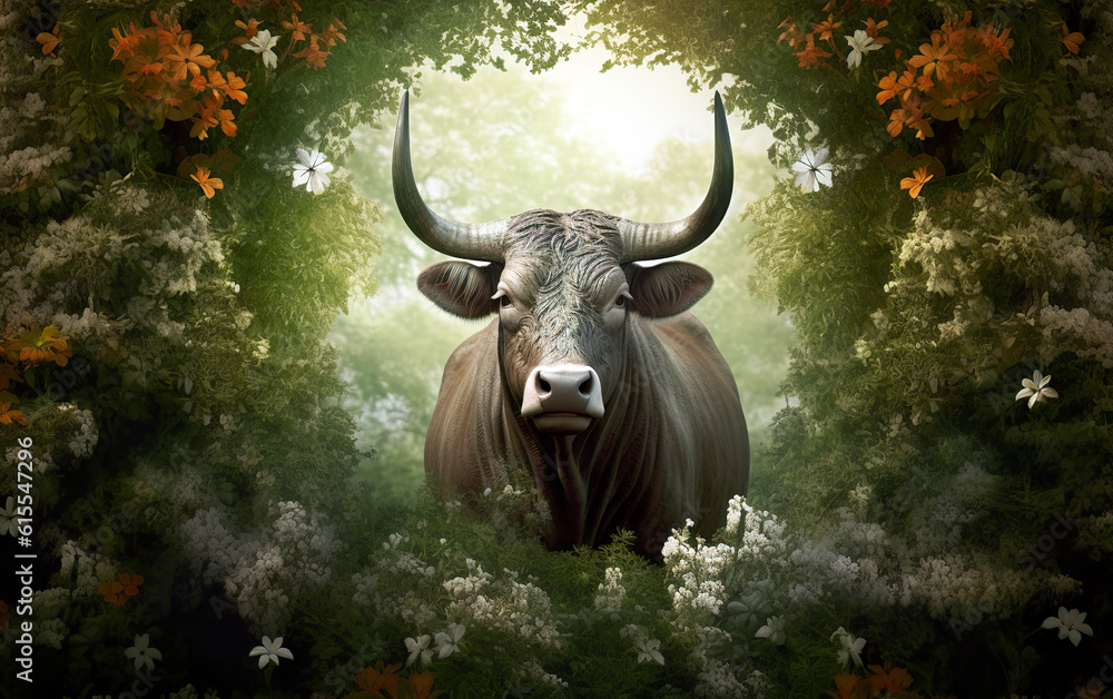 Naklejka premium Bull symbol in horoscope. Constellation concept. AI generated.