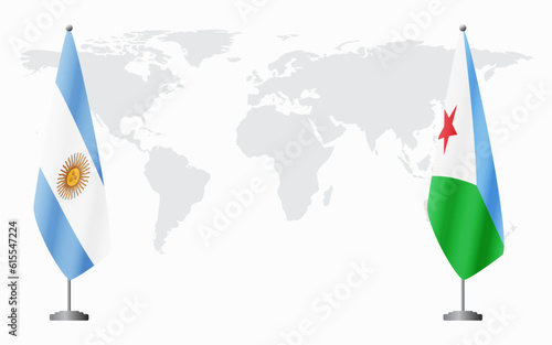 Argentina and Djibouti flags for official meeting