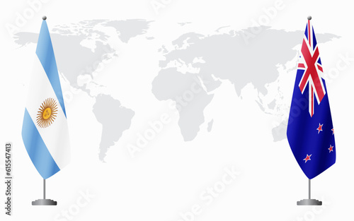 Argentina and New Zealand flags for official meeting
