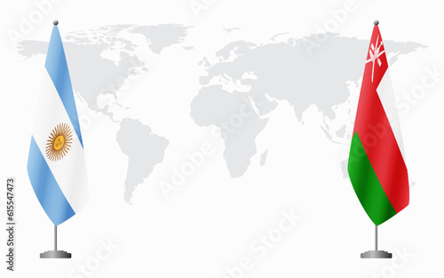 Argentina and Oman flags for official meeting