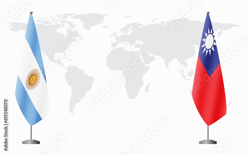 Argentina and Taiwan flags for official meeting