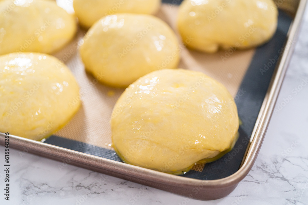 Baking brioche buns Baking brioche buns