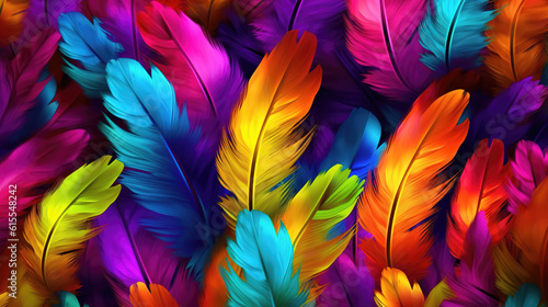 Wallpaper Mural beautiful wallpaper artwork of different colored feathers, ai generated image Torontodigital.ca