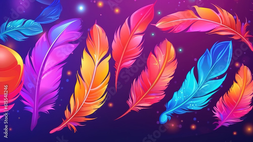 modenr cool cartoon inspired feathers, palette wallpaper design, ai generated image photo