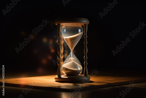 Hourglass with Glowing Sand.illustration. Ai generative.