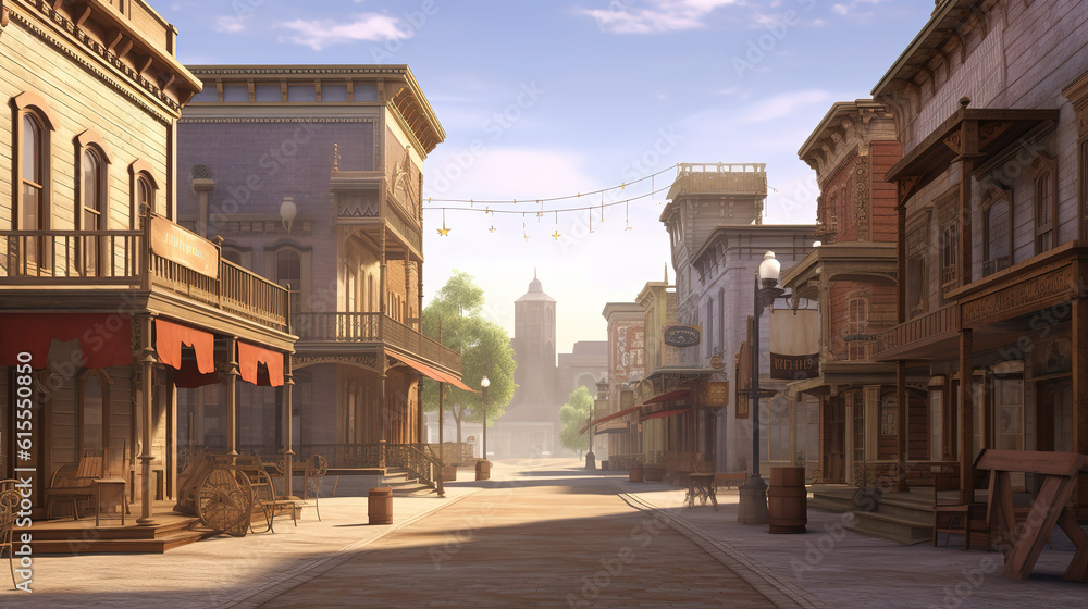 a wallpaper artwork of a wild west city, ai generated image a wallpaper artwork of a wild west city, ai generated image