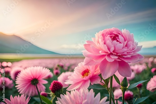 pink flowers on the beach
