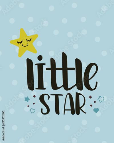Little Star - Cute baby card illustration. Shower card.
