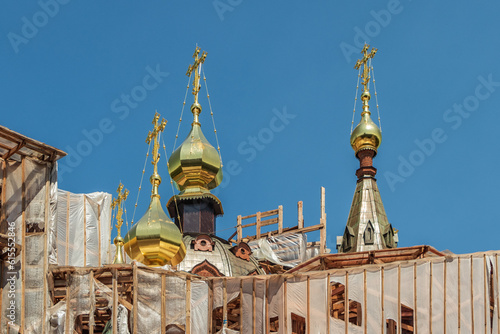 Temple of Alexander Nevsky against the background of the summer sunny sky.
