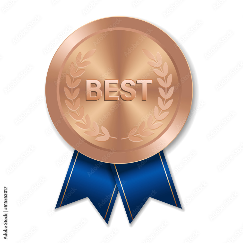 Bronze BEST award sport medal for winners with blue ribbon Bronze BEST award sport medal for winners with blue ribbon