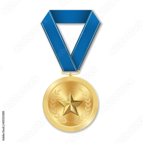 Golden award medal with star Illustration from geometric shapes