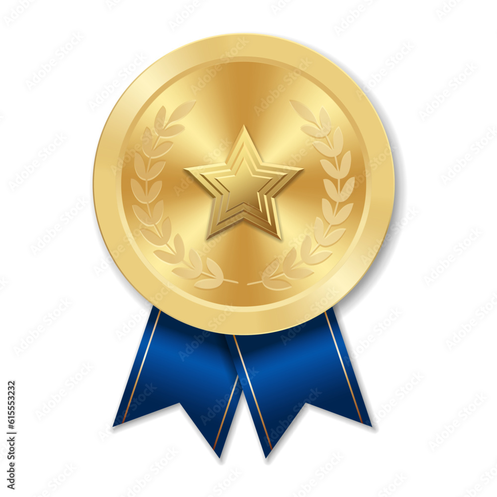 Golden award medal with star Illustration from geometric shapes Golden award medal with star Illustration from geometric shapes