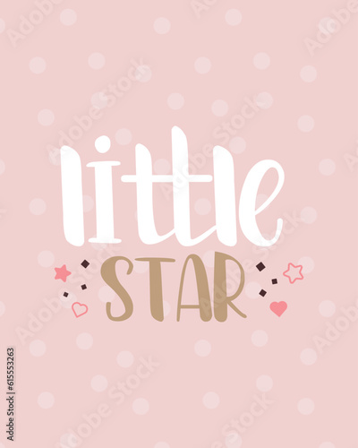 Little Star - Cute baby card illustration. Shower card.